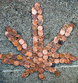 pennies shaped like marijuana